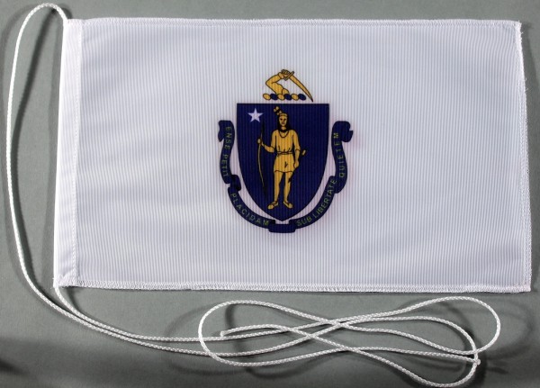 Tischflagge Massachusetts USA Bundesstaat US State 25x15 cm optional mit Holz- oder Chromständer Tis