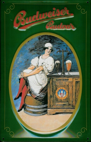 Blechschild Budweiser Beer Schild Budvar (1) Bier Schild retro Nostalgieschild
