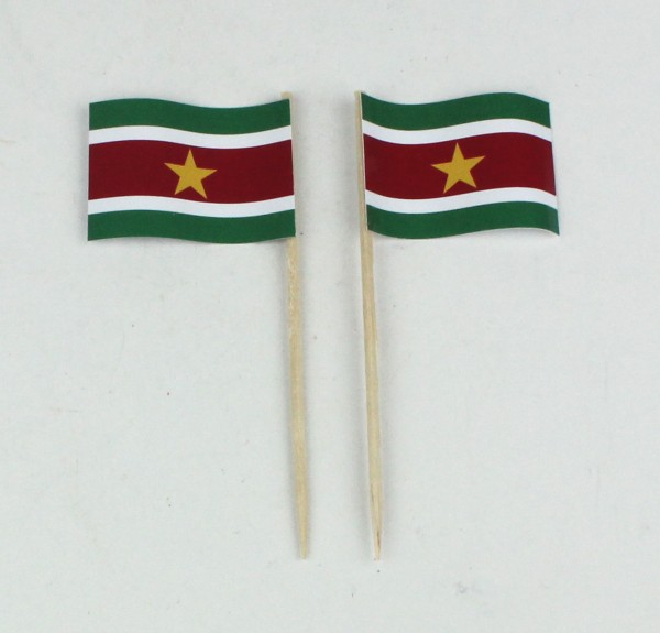 Party-Picker Flagge Suriname Papierfähnchen in Spitzenqualität 50 Stück Beutel