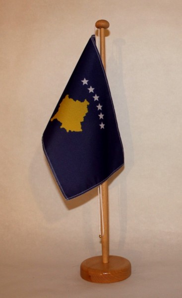 Tischflagge Kosovo 25x15 cm optional mit Holz- oder Chromständer Tischfahne Tischfähnchen