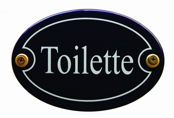 Emaille Türschild Toilette blau oval Schild Toilettenschild WC Kloschild