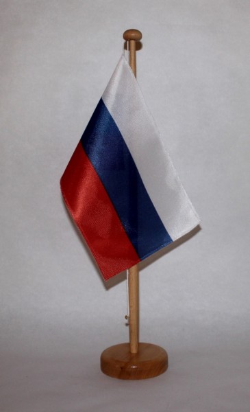 Tischflagge Russland 25x15 cm optional mit Holz- oder Chromständer Tischfahne Tischfähnchen