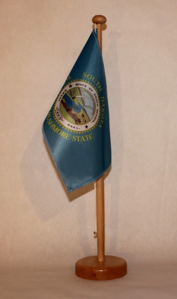 Tischflagge South Dakota USA Bundesstaat US State 25x15 cm optional mit Holz- oder Chromständer Tisc