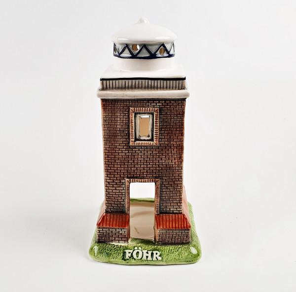 Leuchtturm Modell Föhr 18,5cm mit Teelichthalter Keramik Leuchtturmmodell