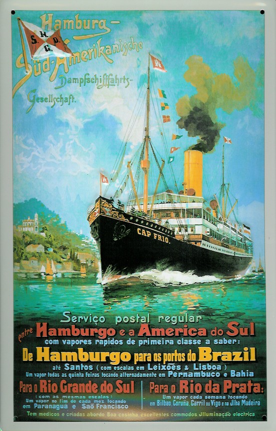 Hamburg Amerika Linie Postdampferlinie Centralamerika Plakate A2 290 Gerahmt 