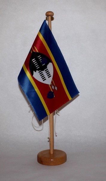 Tischflagge Swasiland 25x15 cm optional mit Holz- oder Chromständer Tischfahne Tischfähnchen