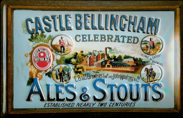 Blechschild Castle Bellingham Ales & Stouts Bier Beer retro Schild Nostalgieschild