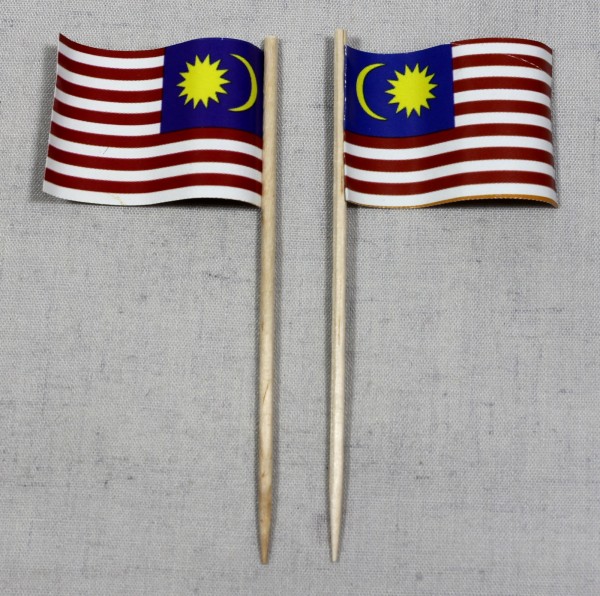 Party-Picker Flagge Malaysia Papierfähnchen in Spitzenqualität 50 Stück Beutel