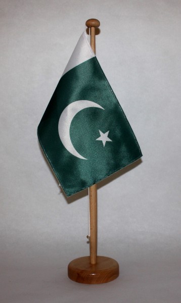 Tischflagge Pakistan 25x15 cm optional mit Holz- oder Chromständer Tischfahne Tischfähnchen