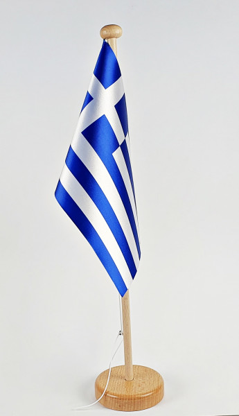 Tischflagge Griechenland 25x15 cm optional mit Holz- oder Chromständer Tischfahne Tischfähnchen