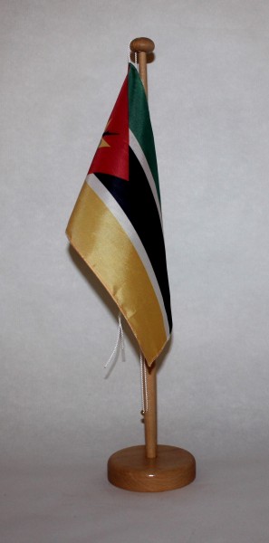 Tischflagge Mosambik 25x15 cm optional mit Holz- oder Chromständer Tischfahne Tischfähnchen