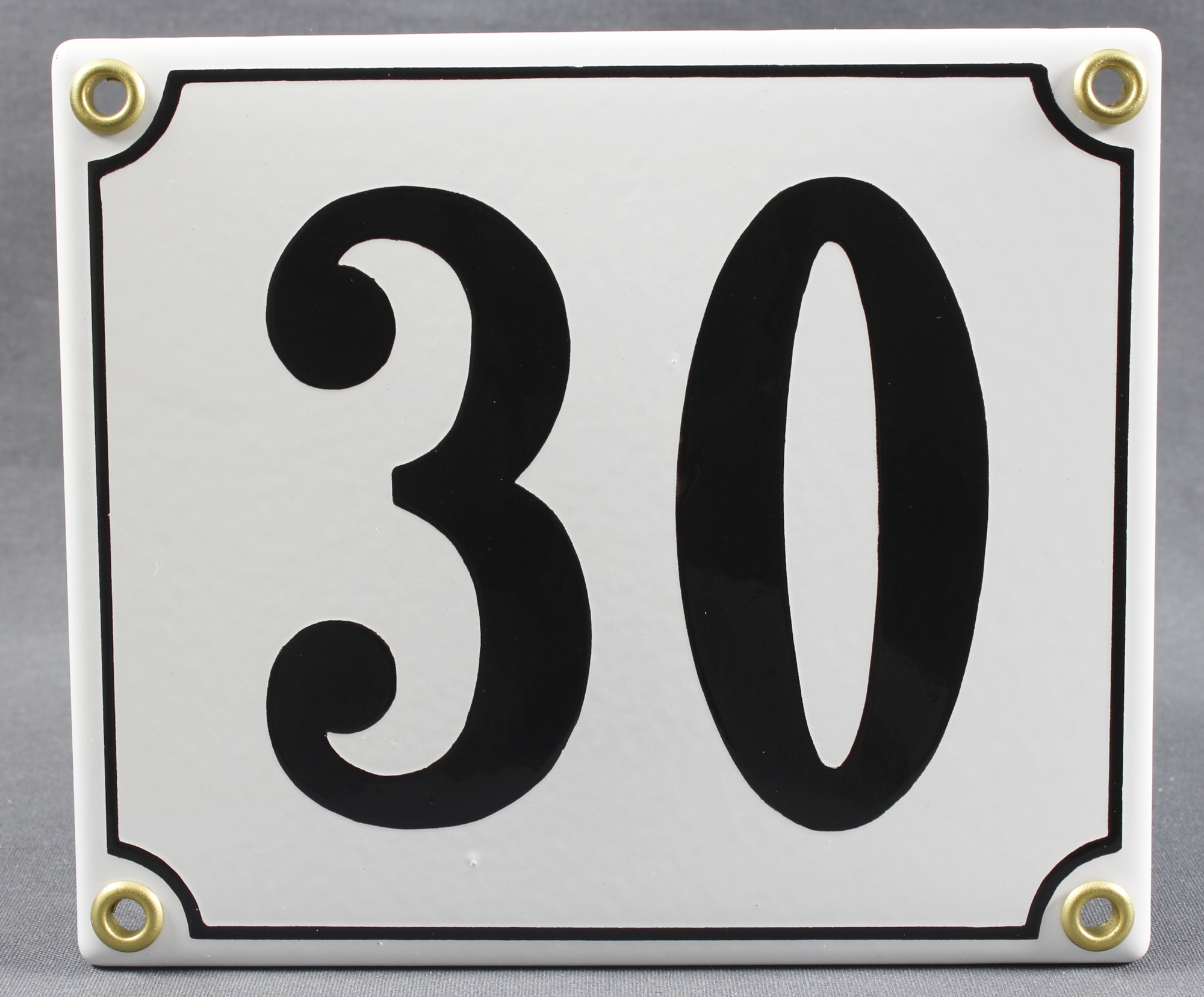 Weiße Emaille Hausnummer "12" 14x12 cm Hausnummernschild sofort lieferbar Schild 
