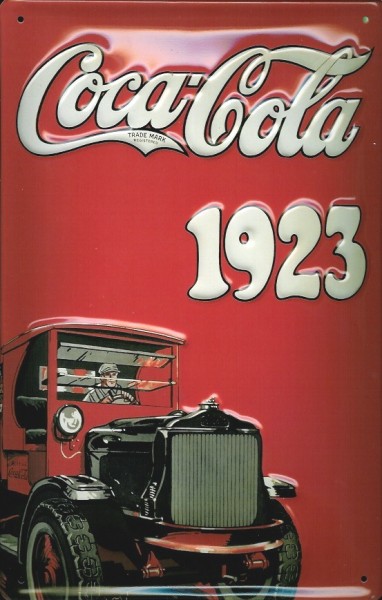 Blechschild Coca Cola 1923 Oldtimer Lieferwagen Schild retro Nostalgieschild