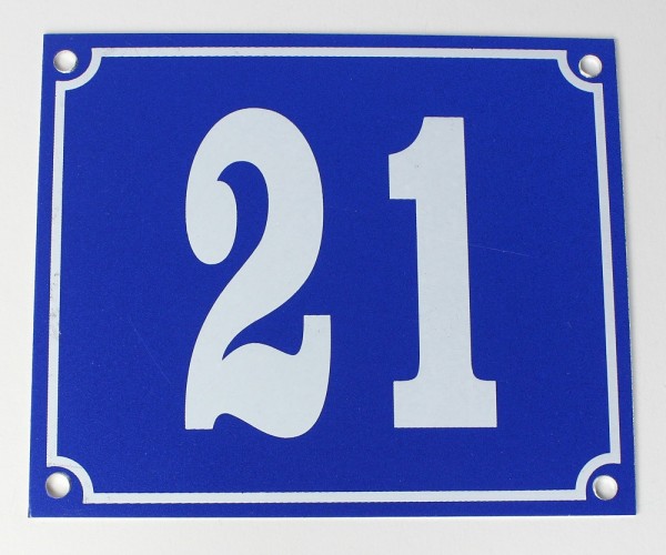 Hausnummernschild Aluminium Aluschild 1 mm Stärke Alu Schild Nr. 21 blau