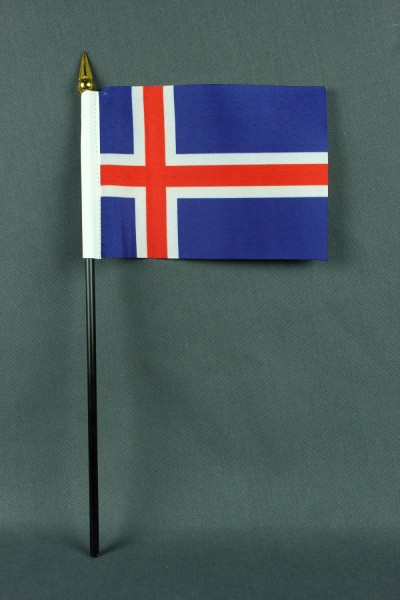 Kleine Tischflagge Island 10x15 cm optional mit Tischfähnchenständer