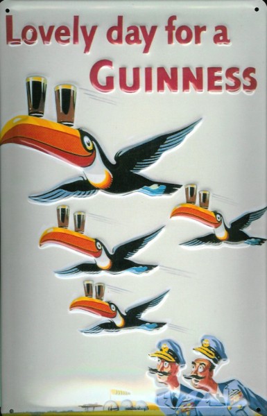 Blechschild Guinness Bier Lovely Day Toucan Piloten Tukan Schild retro Werbeschild