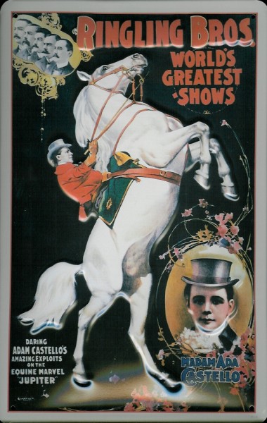 Blechschild Nostalgieschild Ringling Brothers Zirkus Schimmel Pferd