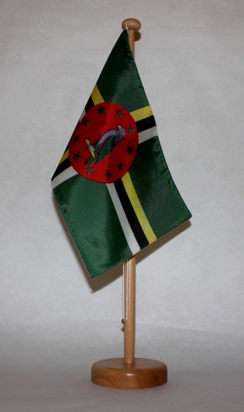 Tischflagge Dominica 25x15 cm optional mit Holz- oder Chromständer Tischfahne Tischfähnchen