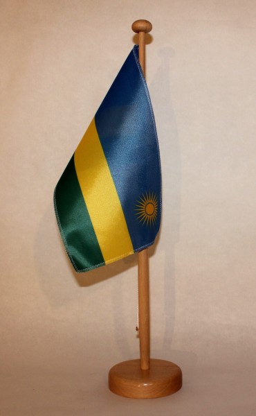 Tischflagge Ruanda neu 25x15 cm optional mit Holz- oder Chromständer Tischfahne Tischfähnchen