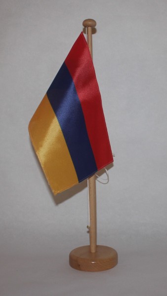 Tischflagge Armenien 25x15 cm optional mit Holz- oder Chromständer Tischfahne Tischfähnchen