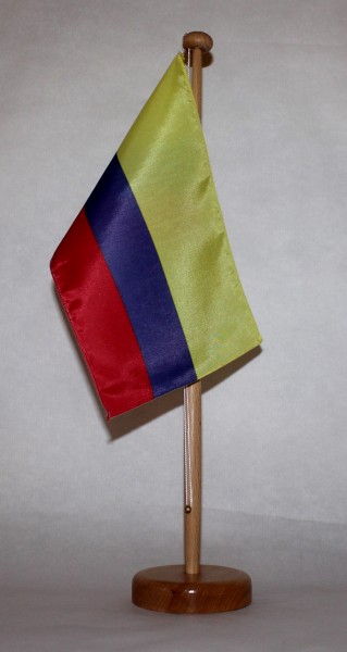 Tischflagge Kolumbien 25x15 cm optional mit Holz- oder Chromständer Tischfahne Tischfähnchen