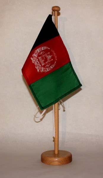 Tischflagge Afghanistan 25x15 cm optional mit Holz- oder Chromständer Tischfahne Tischfähnchen