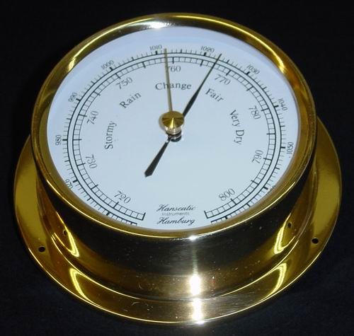 Schiffs Barometer 125 mm Messing leicht