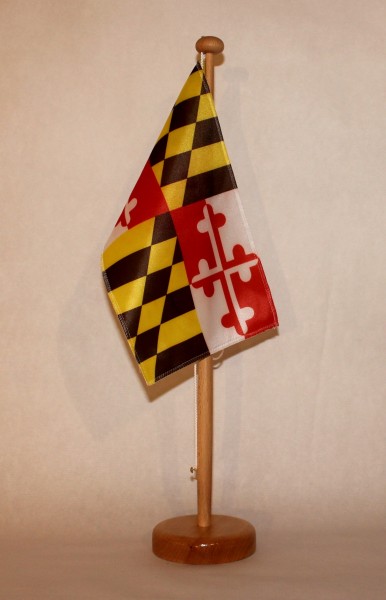 Tischflagge Maryland USA Bundesstaat US State 25x15 cm optional mit Holz- oder Chromständer Tischfah