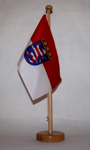 Tischflagge Hessen 25x15 cm optional mit Holz- oder Chromständer Tischfahne Tischfähnchen