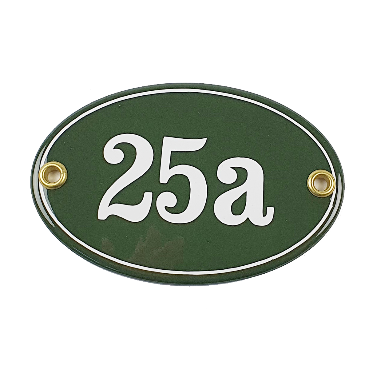 Ovale Hausnummer grün 25a