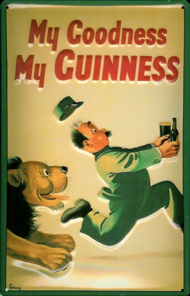 Blechschild Guinness Bier Löwe Flucht Goodness retro Schild Deko Werbeschild