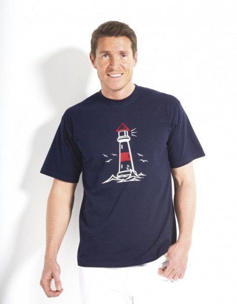 Maritimes T-Shirt mit Leuchtturm blau oder weiß
