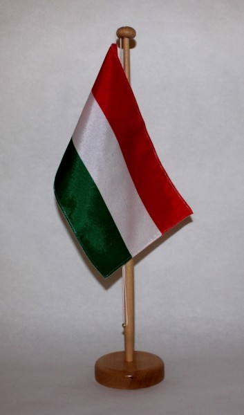 Tischflagge Ungarn 25x15 cm optional mit Holz- oder Chromständer Tischfahne Tischfähnchen