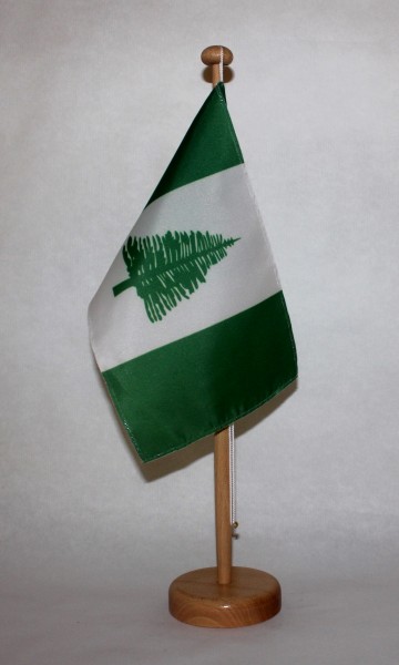 Tischflagge Norfolk Inseln 25x15 cm optional mit Holz- oder Chromständer Tischfahne Tischfähnchen