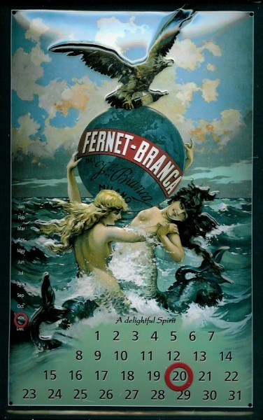 Blechschild Fernet Branca Magnetkalender Dauer Kalender Retro Schild