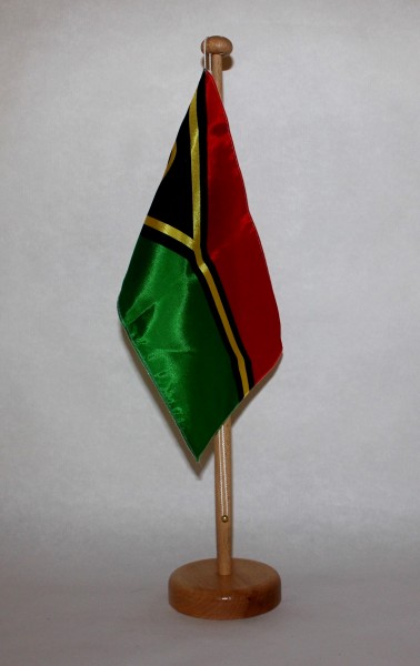 Tischflagge Vanuatu 25x15 cm optional mit Holz- oder Chromständer Tischfahne Tischfähnchen