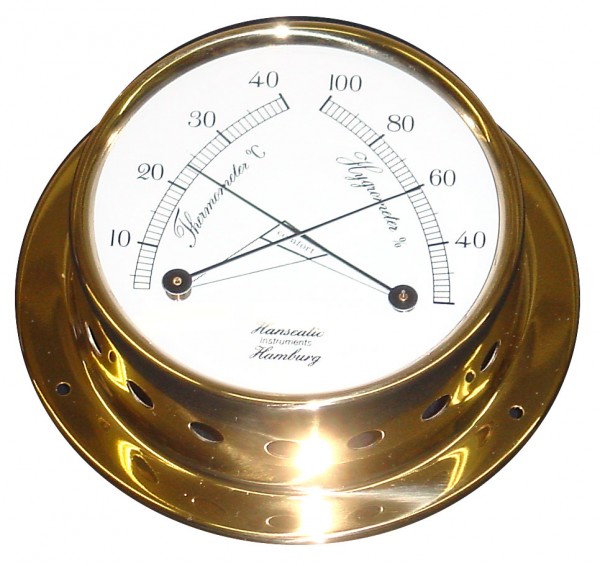 Schiffs Thermometer / Hygrometer 110 mm Messing Economy