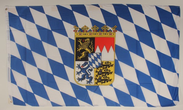Fahne Flagge Bayern mit großem Wappen 30x45 cm mit Schaft