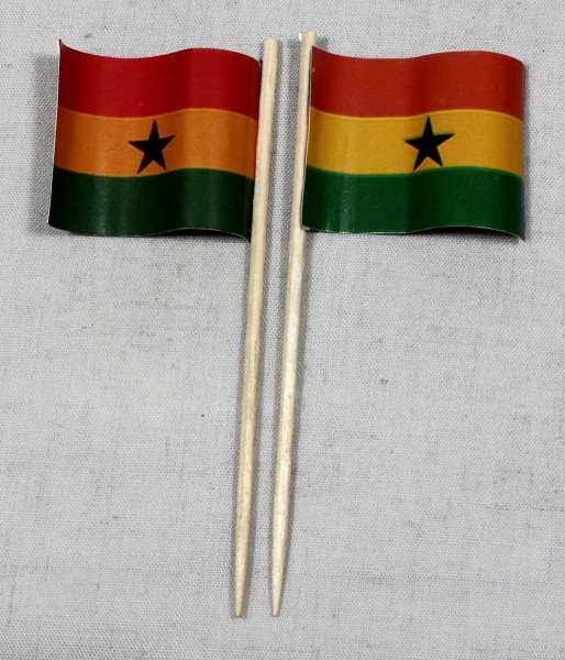 Party-Picker Flagge Ghana Papierfähnchen in Spitzenqualität 50 Stück Beutel
