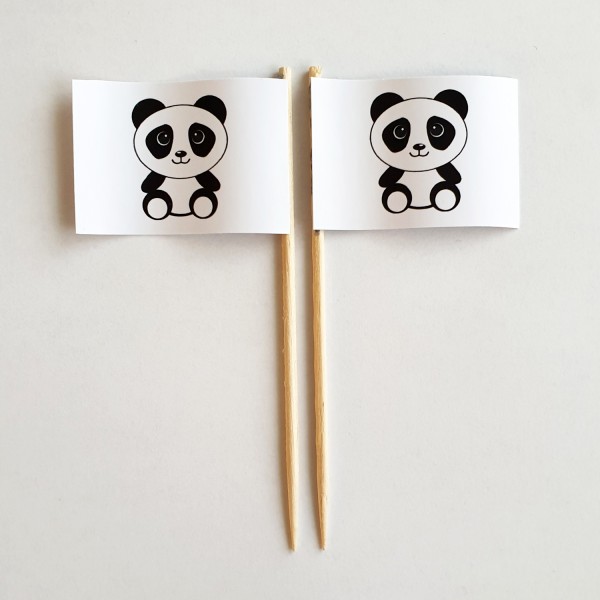 Party-Picker Flagge Panda Papierfähnchen in Spitzenqualität 50 Stück Beutel