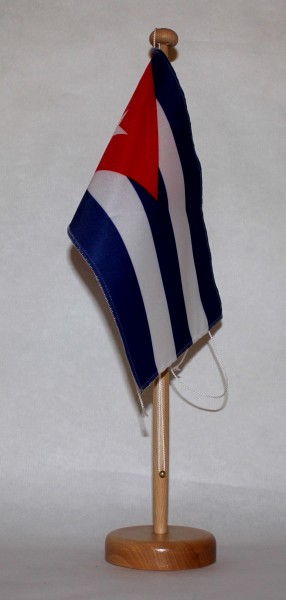 Tischflagge Kuba 25x15 cm optional mit Holz- oder Chromständer Tischfahne Tischfähnchen