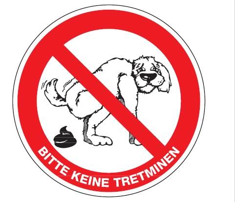 Aluminium Verbotsschild Bitte keine Tretminen Hund 200 mm / 0,6 mm Alu
