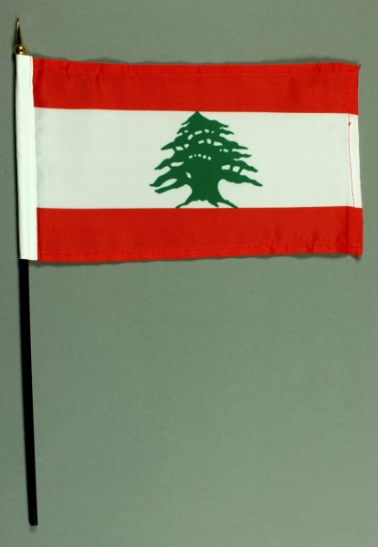 Tischflagge Libanon 15x25 cm BASIC optional mit Tischflaggenständer