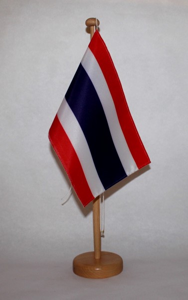 Tischflagge Thailand 25x15 cm optional mit Holz- oder Chromständer Tischfahne Tischfähnchen