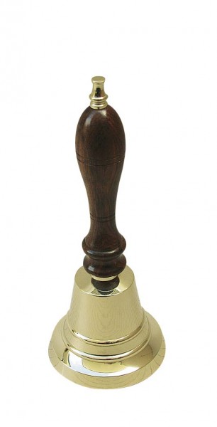 Tischglocke Holz / Messing groß Handglocke H: 22cm, Ø: 10cm Glocke