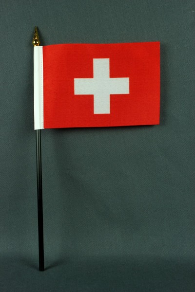 Kleine Tischflagge Schweiz 10x15 cm optional mit Tischfähnchenständer