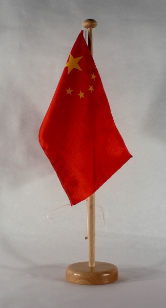 Tischflagge China 25x15 cm optional mit Holz- oder Chromständer Tischfahne Tischfähnchen