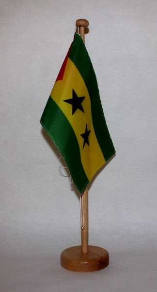 Tischflagge Sao Tome und Principe 25x15 cm optional mit Holz- oder Chromständer Tischfahne Tischfähn