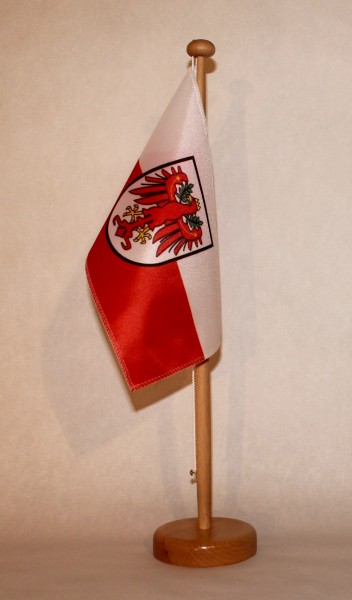 Tischflagge Tirol Österreich 25x15 cm optional mit Holz- oder Chromständer Tischfahne Tischfähnchen
