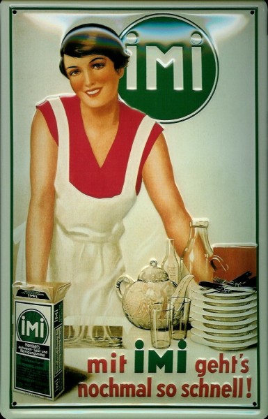 Blechschild IMI Geschirr Spülmittel Seife Küche Schild retro Werbeschild Nostalgieschild